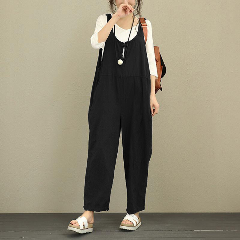 Women's solid color casual loose jumpsuit kakaclo