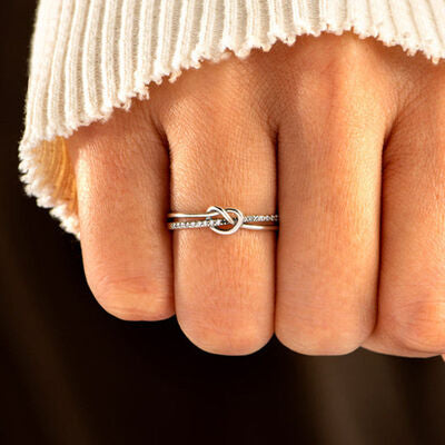 925 Sterling Silver Double-Layered Knot Ring-RINGS-[Adult]-[Female]-2022 Online Blue Zone Planet