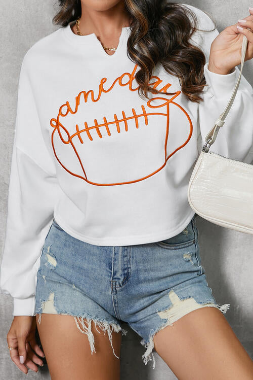 GAME DAY Ball Graphic Notched Sweatshirt BLUE ZONE PLANET