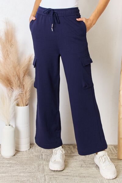 Blue Zone Planet |  RISEN Drawstring Relaxed Cargo Wide Leg Pants BLUE ZONE PLANET