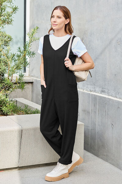 Double Take Full Size Sleeveless Straight Jumpsuit Trendsi