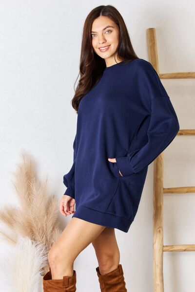 Zenana Oversized Round Neck Long Sleeve Sweatshirt BLUE ZONE PLANET