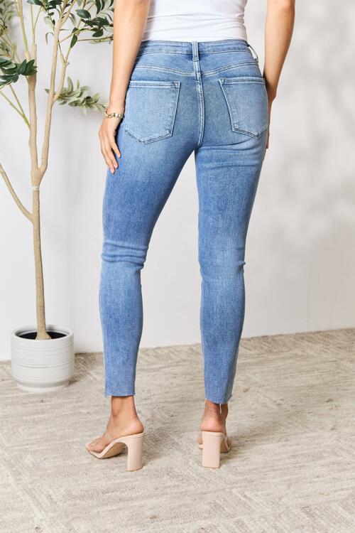BAYEAS Raw Hem Skinny Jeans BLUE ZONE PLANET