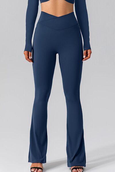 Blue Zone Planet |  High Waist Slit Pocketed Active Pants BLUE ZONE PLANET
