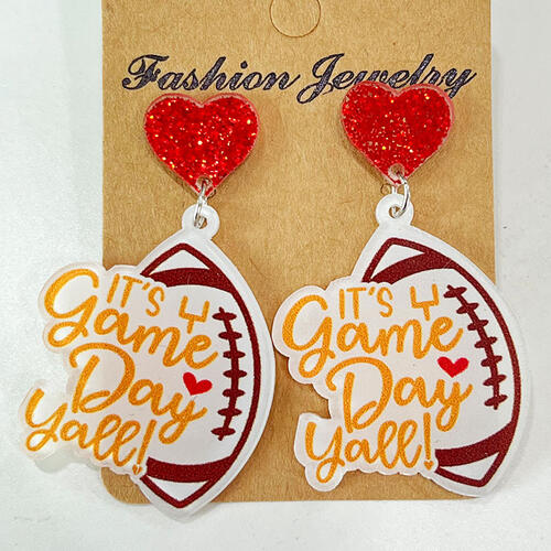 Heart Shape Sports Theme Acrylic Dangle Earrings BLUE ZONE PLANET