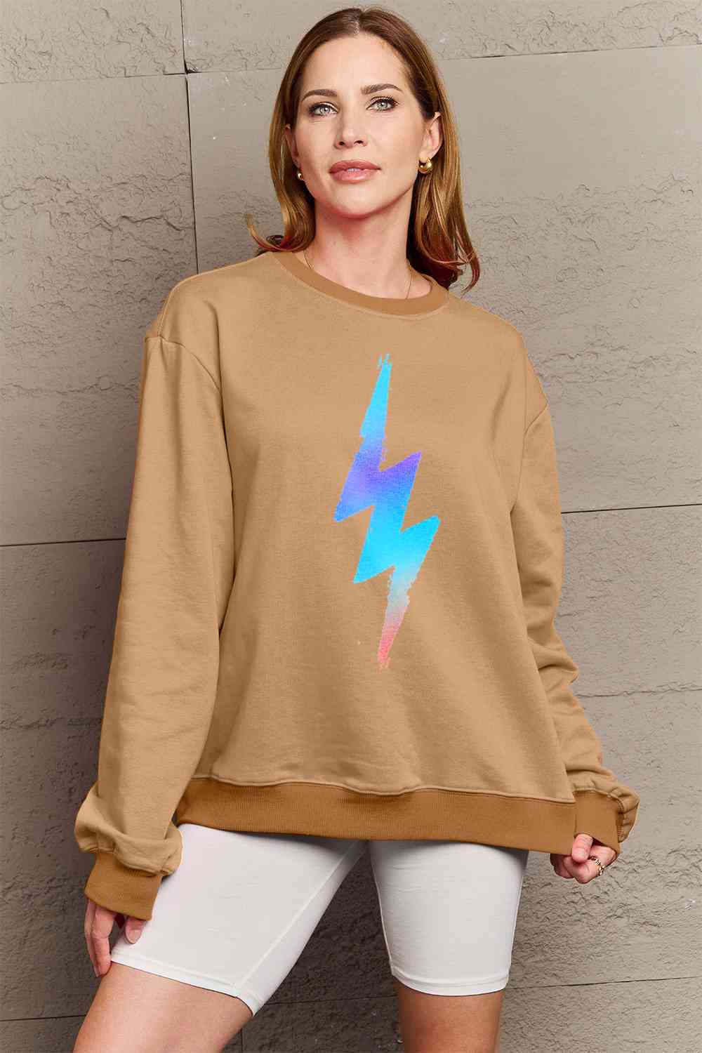 Simply Love Full Size Graphic Round Neck Sweatshirt BLUE ZONE PLANET