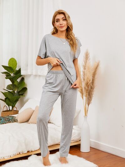 Blue Zone Planet |  Round Neck Top and Pants Lounge Set BLUE ZONE PLANET