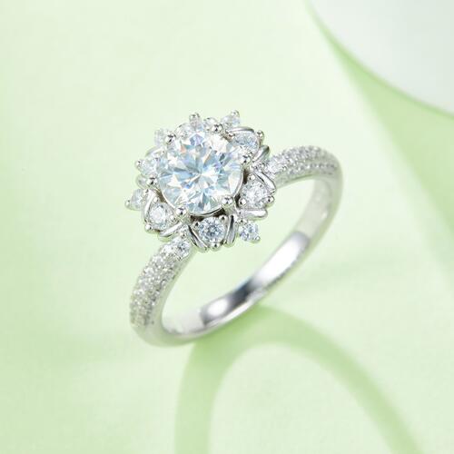 1 Carat Moissanite 925 Sterling Silver Flower Shape Ring BLUE ZONE PLANET