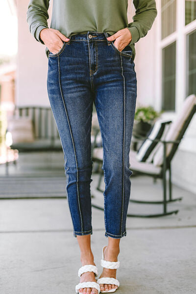 Blue Zone Planet |  Slim Cropped Jeans with Pockets BLUE ZONE PLANET