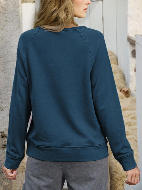 Round Neck Long Sleeve Sweatshirt BLUE ZONE PLANET