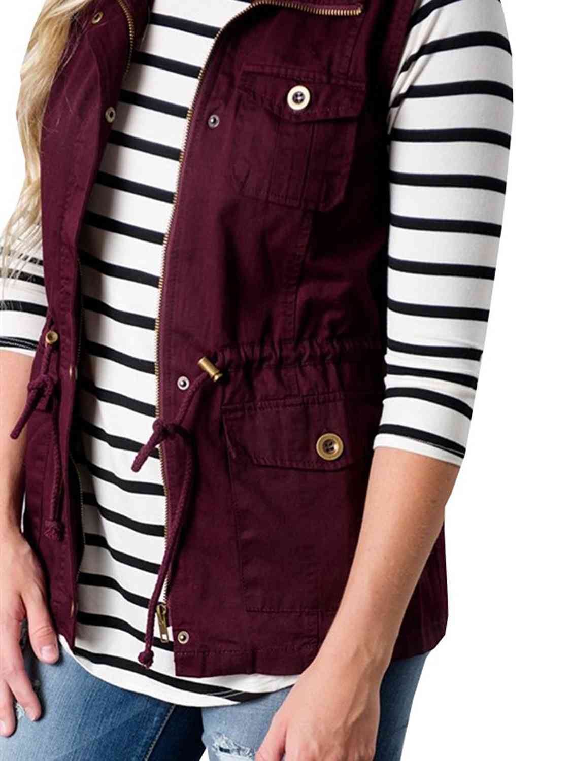 Drawstring Waist Vest with Pockets BLUE ZONE PLANET