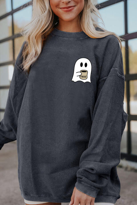 Ghost Graphic Drop Shoulder Sweatshirt BLUE ZONE PLANET