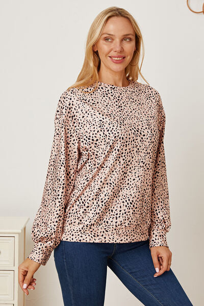 Blue Zone Planet |  Leopard Round Neck Dropped Shoulder T-Shirt BLUE ZONE PLANET