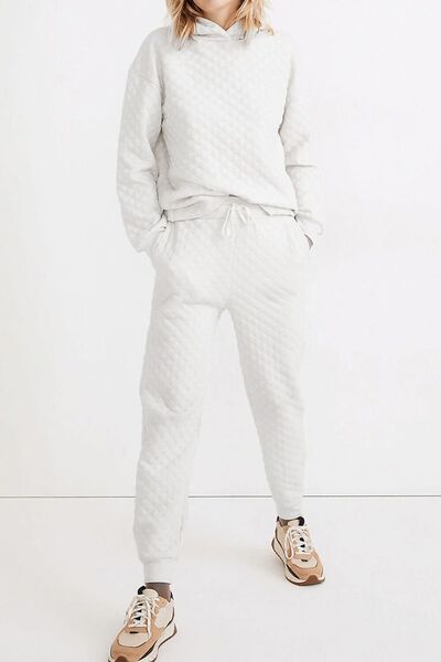 Dropped Shoulder Hoodie and Drawstring Pants Set-TOPS / DRESSES-[Adult]-[Female]-White-S-2022 Online Blue Zone Planet