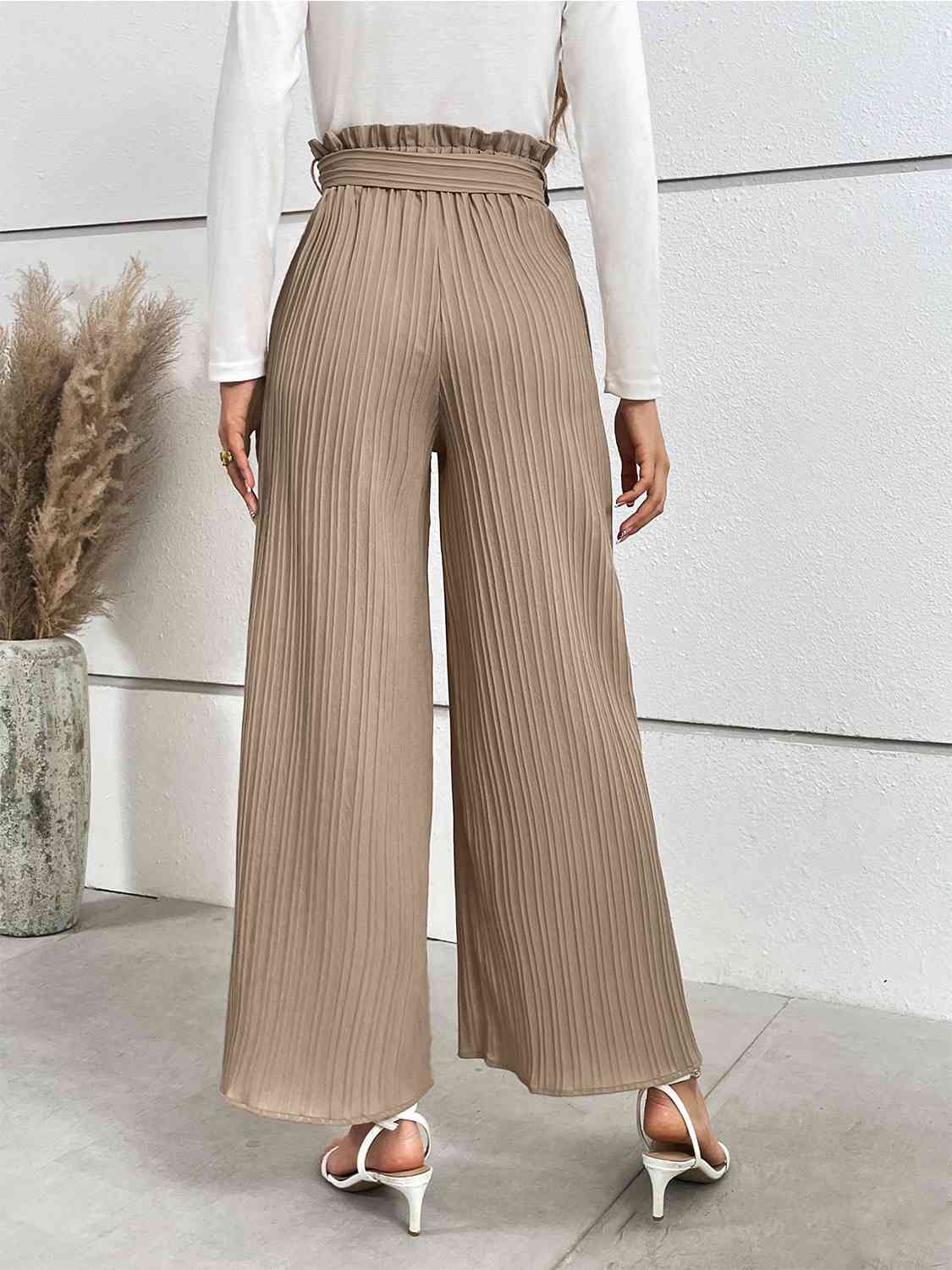 Tied Wide Leg Long Pants BLUE ZONE PLANET