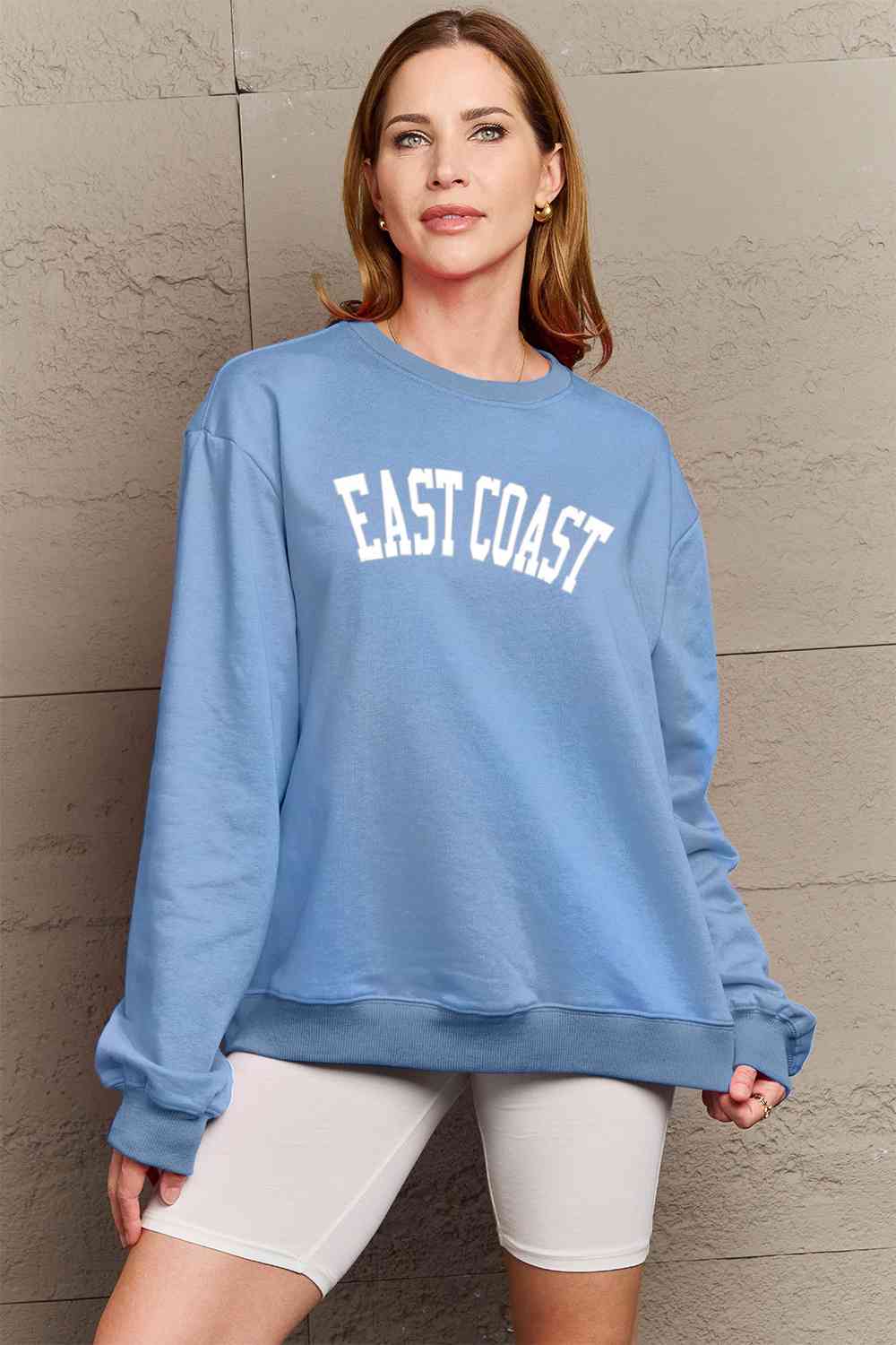 Simply Love Full Size EAST COAST Graphic Sweatshirt BLUE ZONE PLANET