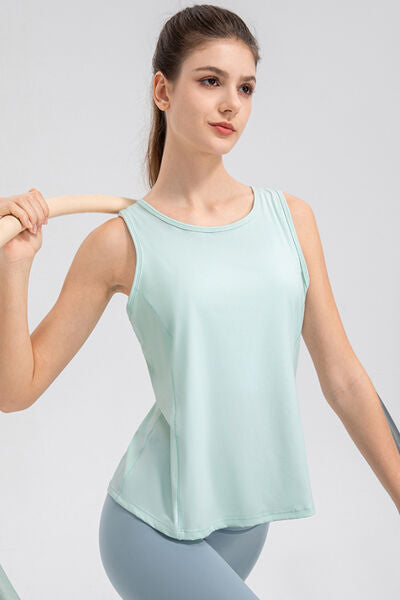 Wide Strap Round Neck Active Tank BLUE ZONE PLANET