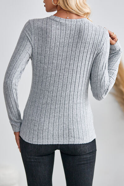 V-Neck Long Sleeve T-Shirt Trendsi