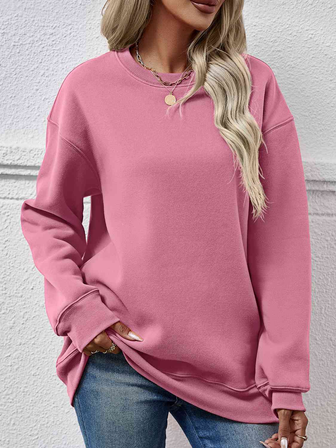 Round Neck Long Sleeve Sweatshirt BLUE ZONE PLANET