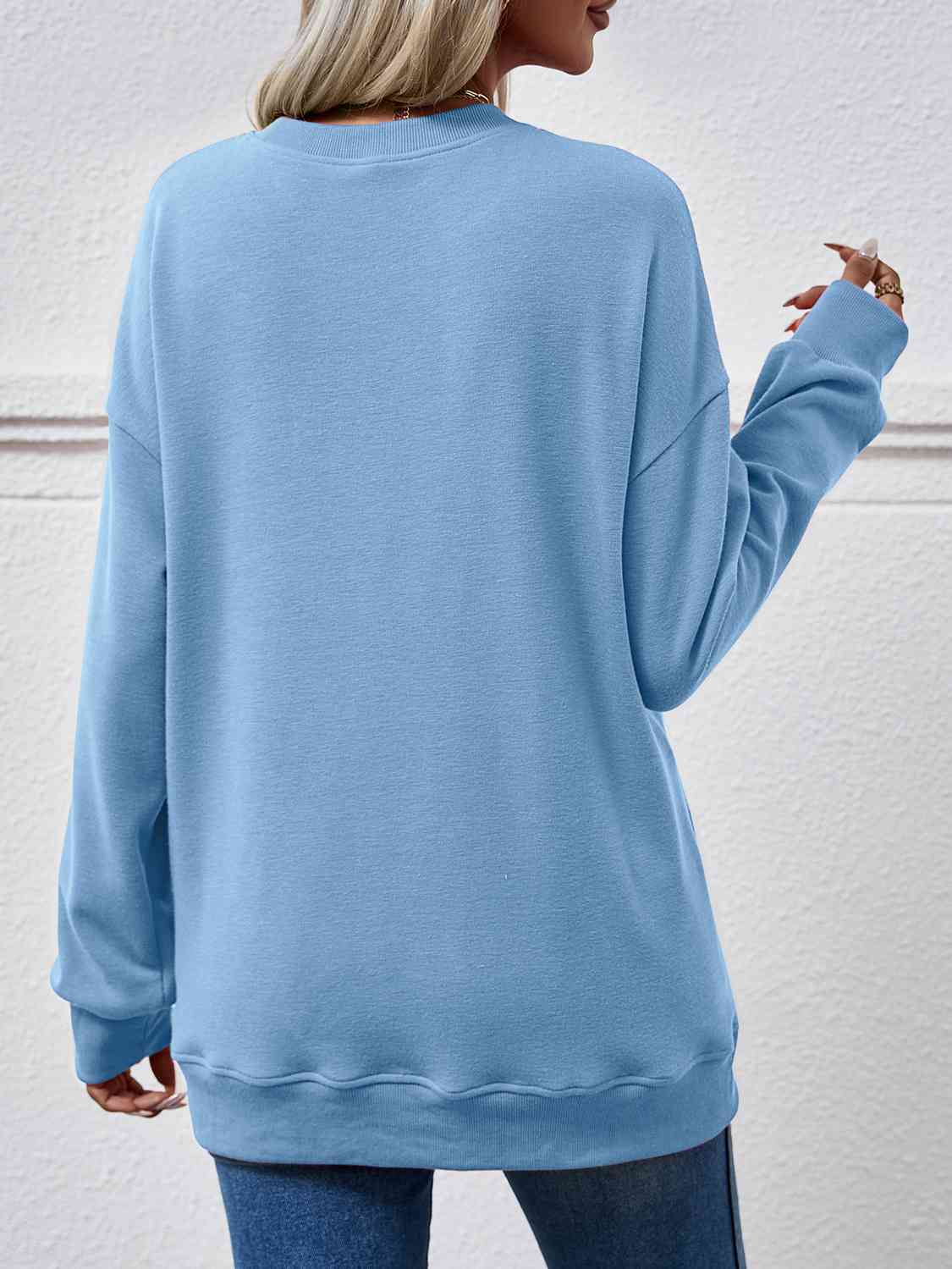 Dropped Shoulder Sweatshirt with Pockets BLUE ZONE PLANET