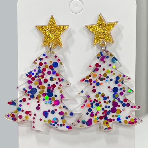 Christmas Tree Acrylic Dangle Earrings BLUE ZONE PLANET