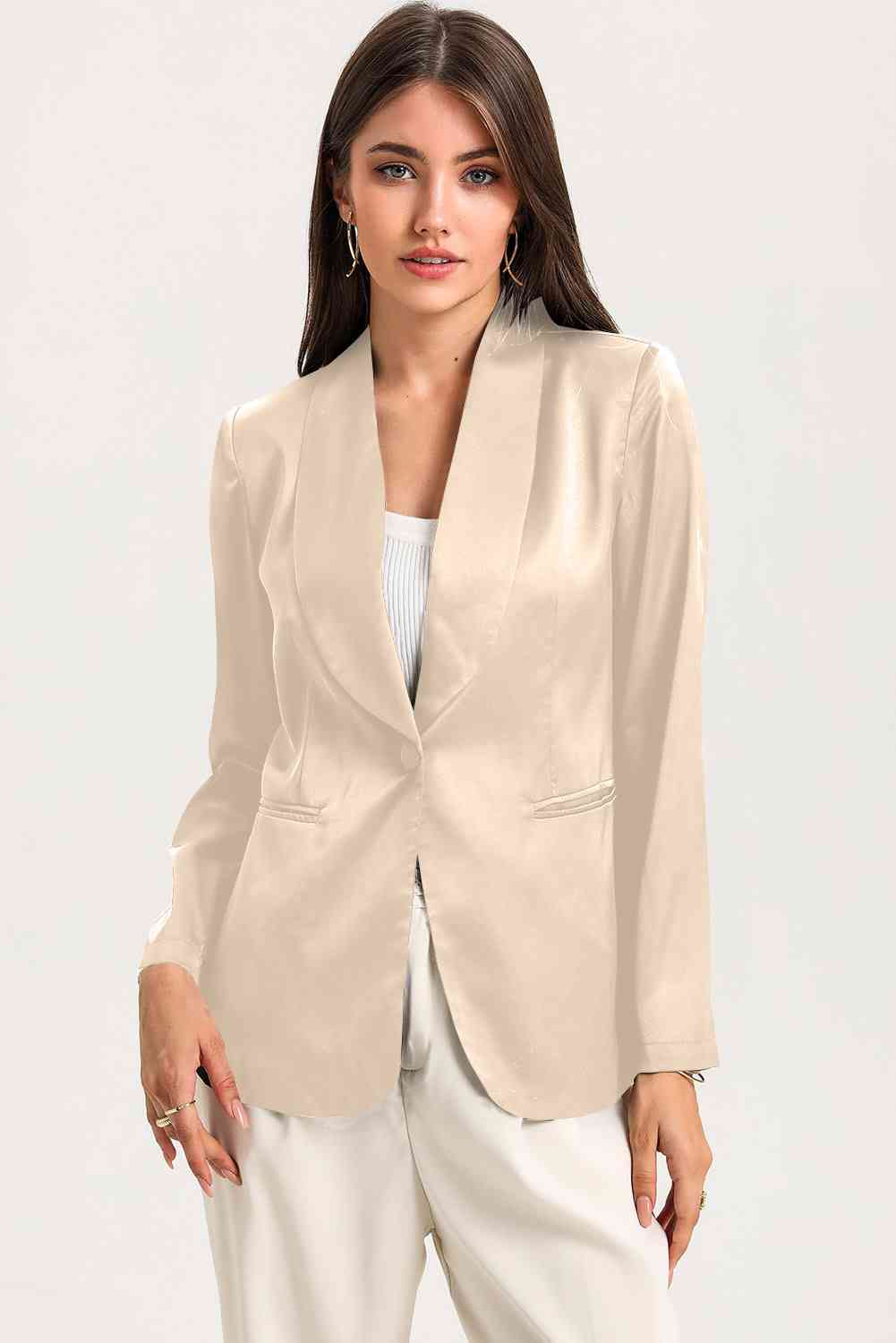 Long Sleeve Shawl Collar Blazer BLUE ZONE PLANET