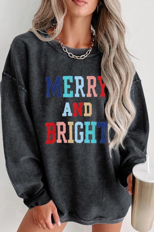 MERRY AND BRIGHT Graphic Sweatshirt BLUE ZONE PLANET