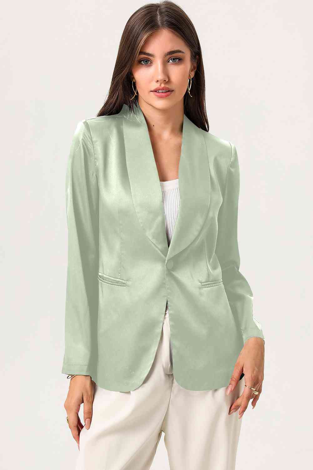 Long Sleeve Shawl Collar Blazer BLUE ZONE PLANET