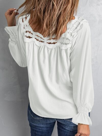 Cutout Square Neck Long Sleeve Blouse Trendsi