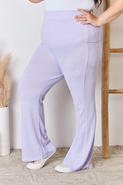 Blue Zone Planet |  RISEN Full Size High Waist Ultra Soft Knit Flare Pants BLUE ZONE PLANET