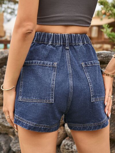 Blue Zone Planet |  High Waist Denim Shorts with Pockets BLUE ZONE PLANET