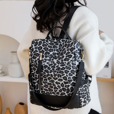 Leopard PU Leather Backpack Bag Trendsi