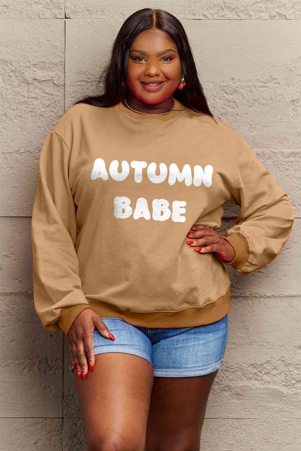 Simply Love Full Size AUTUMN BABE Graphic Sweatshirt BLUE ZONE PLANET