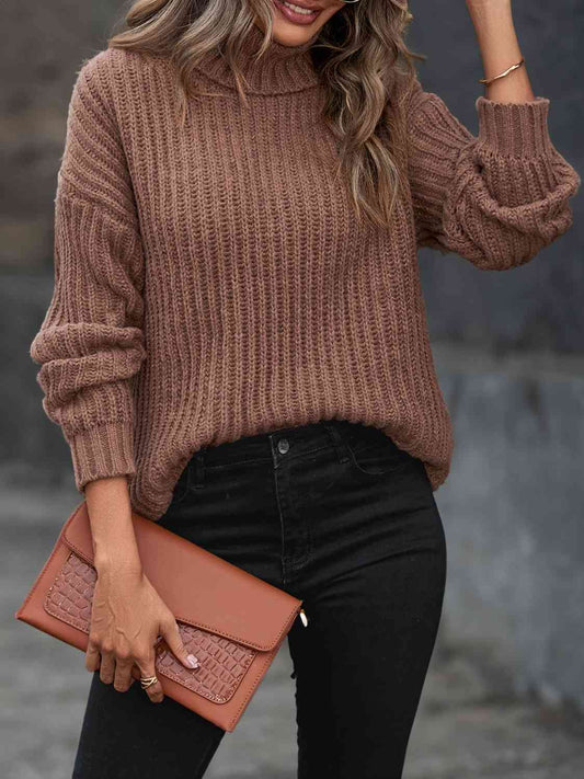 Turtleneck Rib-Knit Sweater BLUE ZONE PLANET