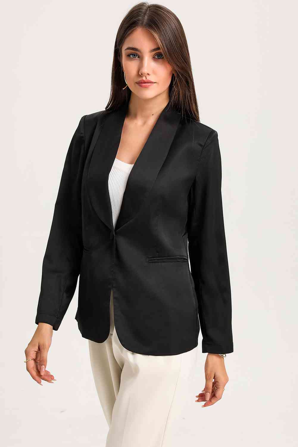 Long Sleeve Shawl Collar Blazer BLUE ZONE PLANET