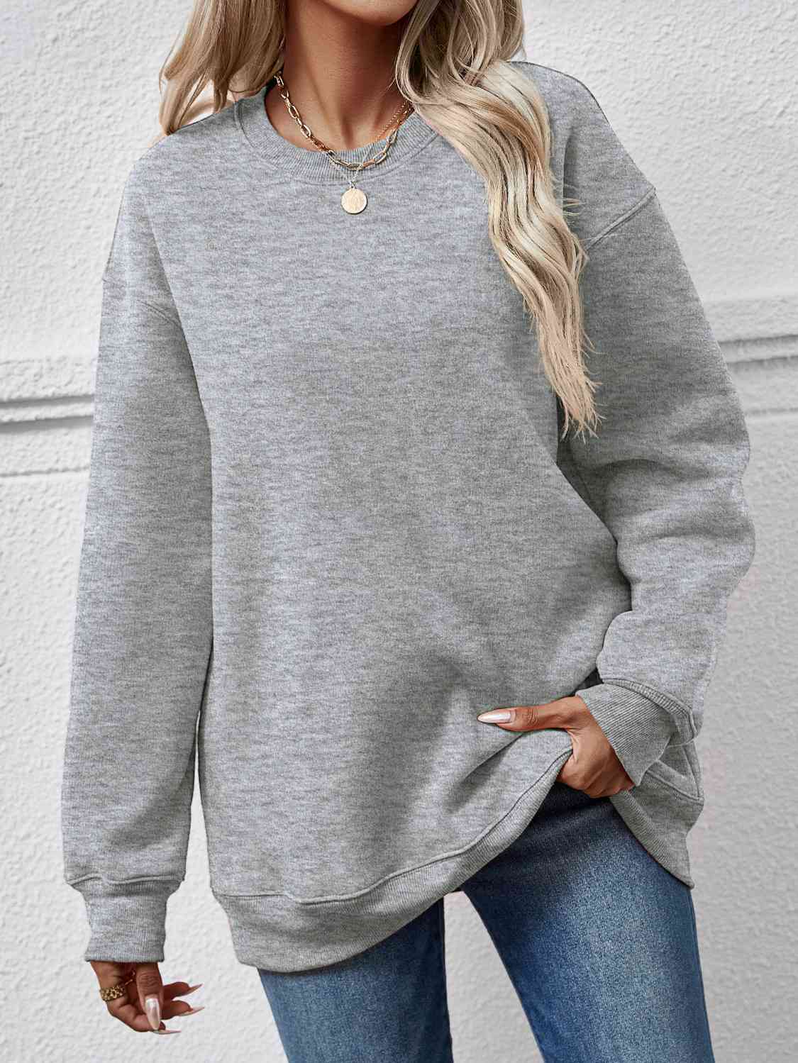 Round Neck Long Sleeve Sweatshirt BLUE ZONE PLANET