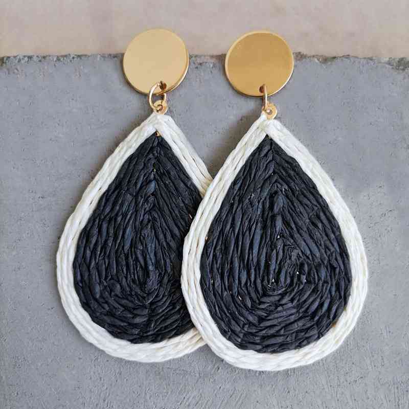 Raffia Grass Teardrop Earrings BLUE ZONE PLANET