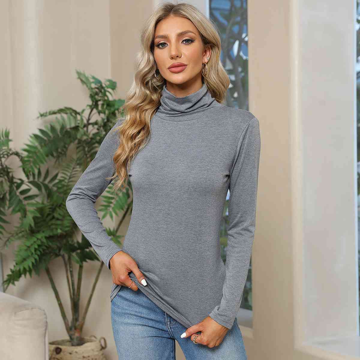 Turtleneck Long Sleeve T-Shirt BLUE ZONE PLANET