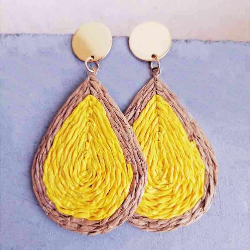 Raffia Grass Teardrop Earrings BLUE ZONE PLANET