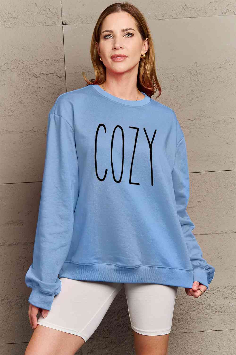 Simply Love Full Size COZY Graphic Sweatshirt BLUE ZONE PLANET