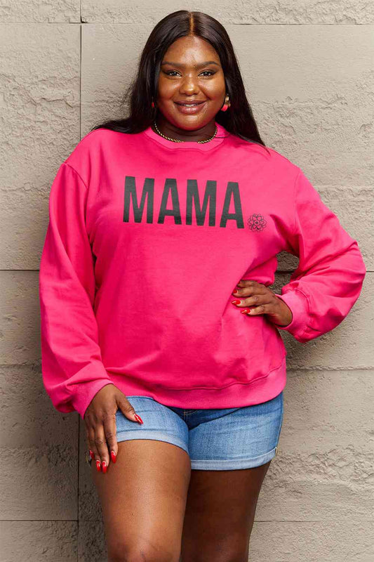 Simply Love Full Size MAMA Graphic Long Sleeve Sweatshirt BLUE ZONE PLANET