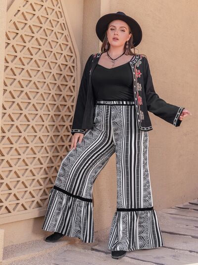 Plus Size Printed Wide Leg Pants BLUE ZONE PLANET