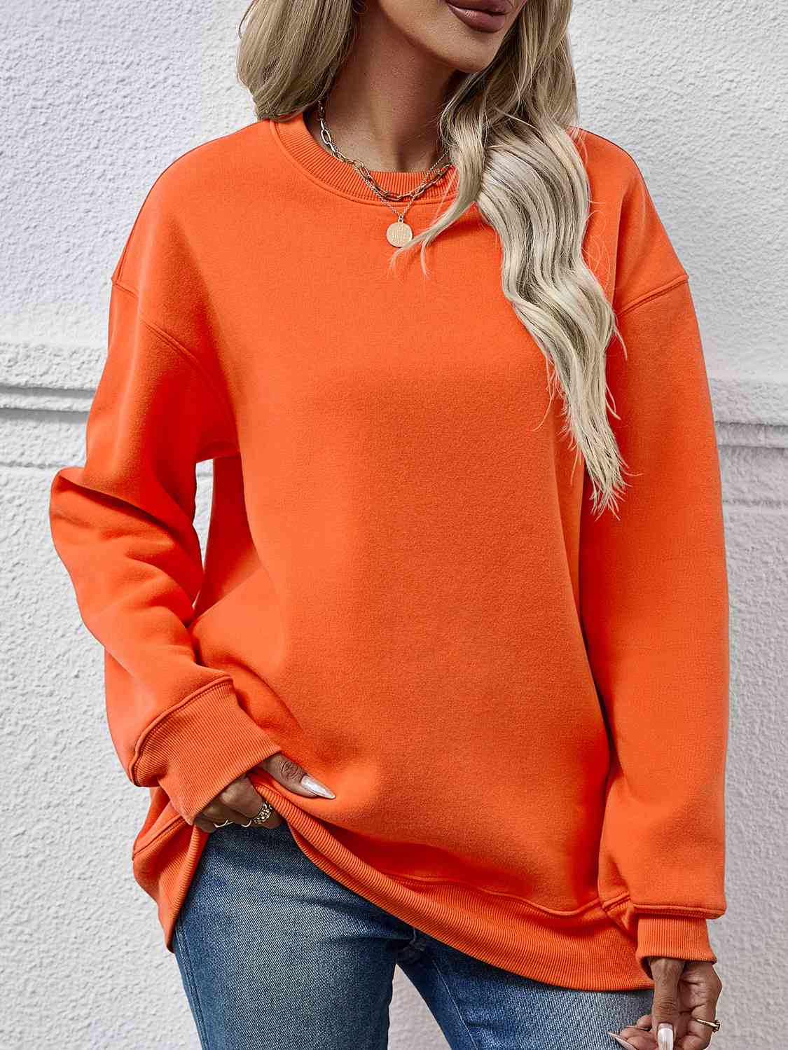 Round Neck Long Sleeve Sweatshirt BLUE ZONE PLANET