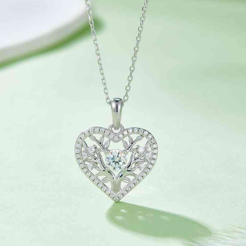 Moissanite 925 Sterling Silver Heart Shape Necklace BLUE ZONE PLANET