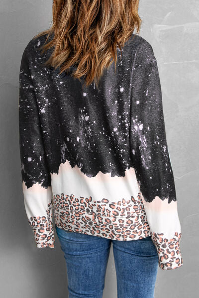 MAMA'S VALENTINE Leopard Round Neck Sweatshirt BLUE ZONE PLANET