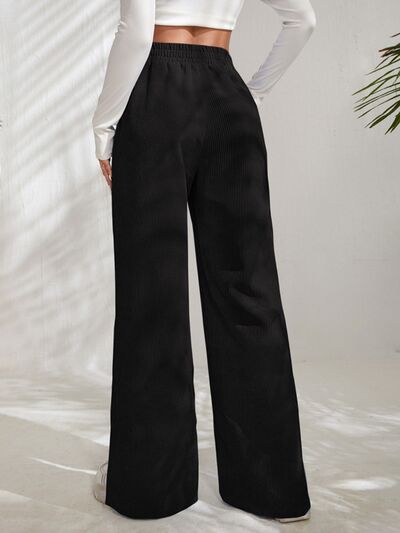 Blue Zone Planet |  Slit Pocketed High Waist Wide Leg Pants BLUE ZONE PLANET