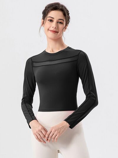 Round Neck Long Sleeve Active T-Shirt-TOPS / DRESSES-[Adult]-[Female]-2022 Online Blue Zone Planet