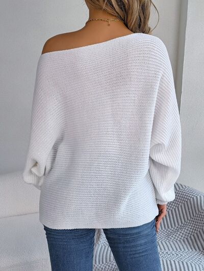 Blue Zone Planet |  One-Shoulder Lantern Sleeve Sweater BLUE ZONE PLANET