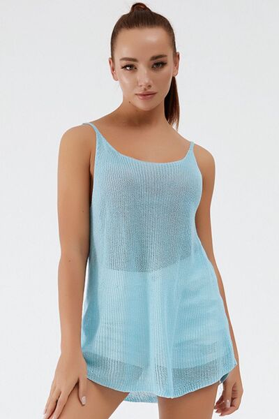 Blue Zone Planet |  Scoop Neck Spaghetti Strap Knit Cami BLUE ZONE PLANET