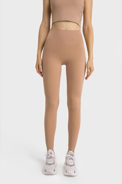 High Waist Active Pants-BOTTOM SIZES SMALL MEDIUM LARGE-[Adult]-[Female]-Tan-One Size-2022 Online Blue Zone Planet